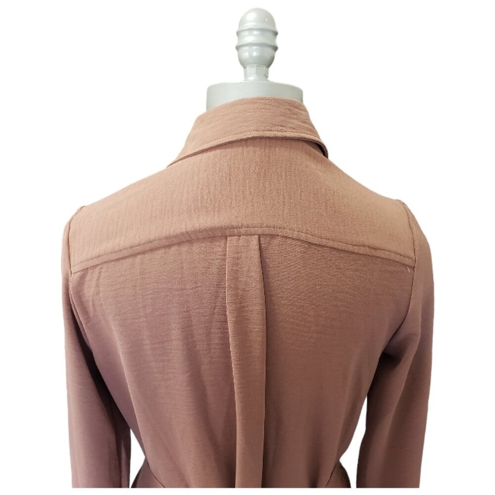 Ct226 Spins Button Front Brown Tunic With Sash An… - image 4